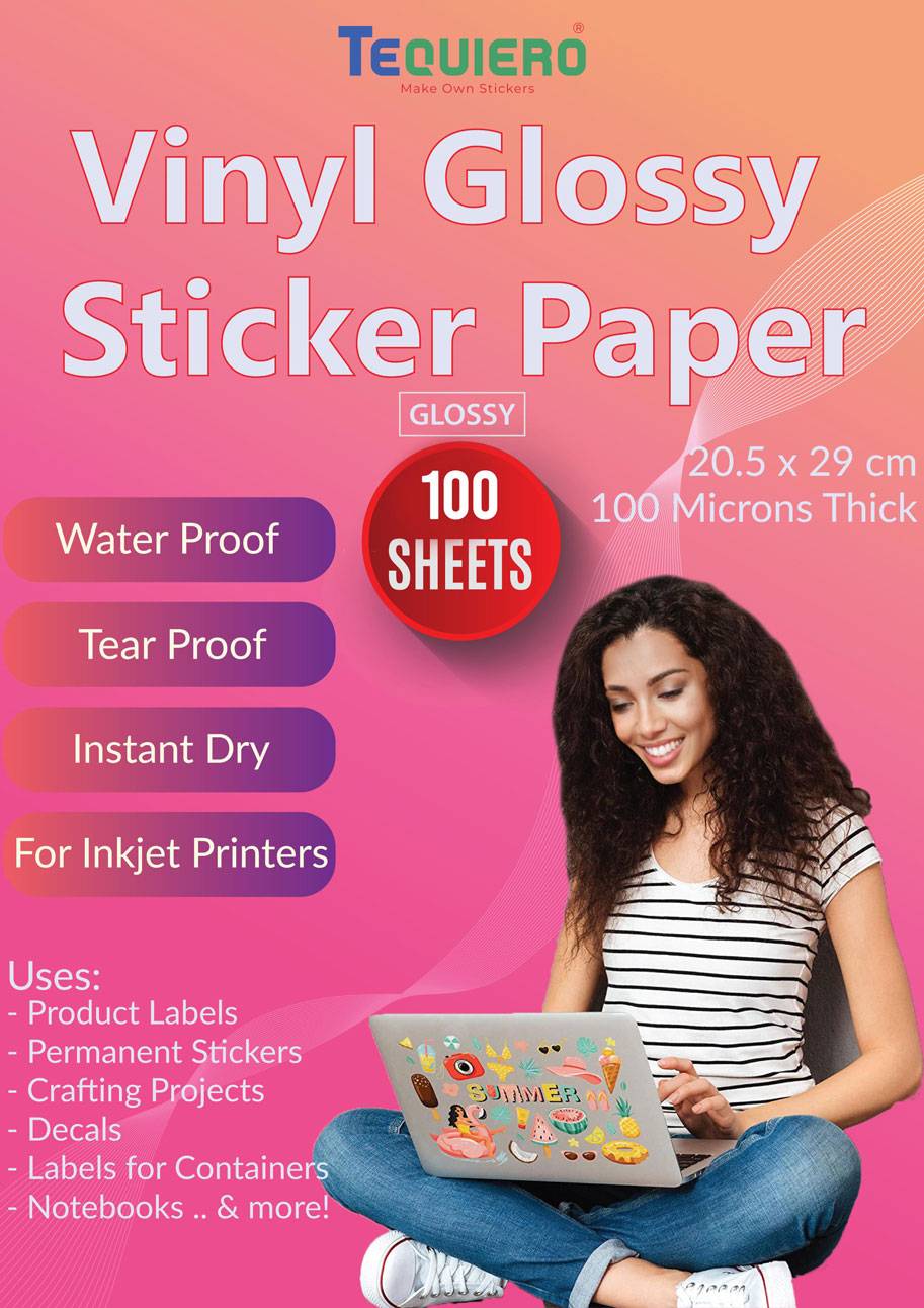 Tequiero Clear Transparent Sticker Paper for Inkjet Printer, Self Adhesive  Vinyl Glossy Transparent Sheets for printing stickers and labels Unruled A4  100 gsm Inkjet Paper - Inkjet Paper 