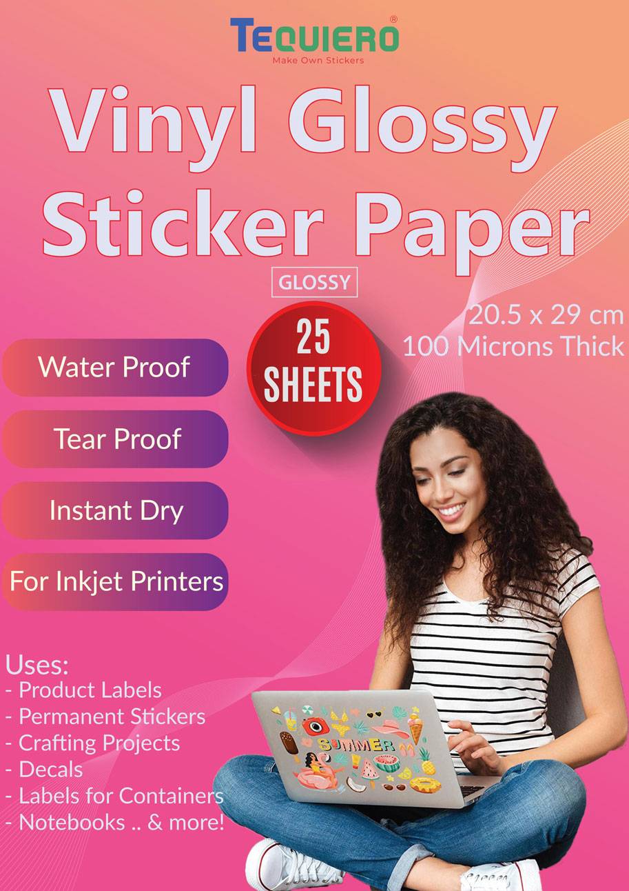 Vinyl Sticker Sheet Glossy for Inkjet Printers