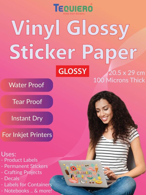 Vinyl Sticker Paper (Glossy) for Inkjet Printers