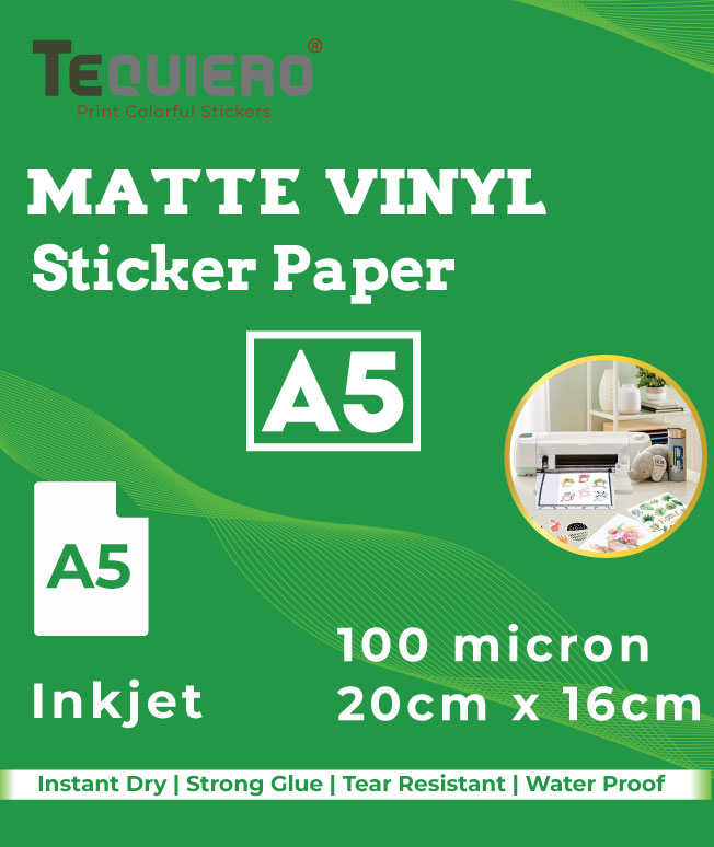 TeQuiero Matt Vinyl Sticker Paper A5 Size Waterproof Self-Adhesive ...
