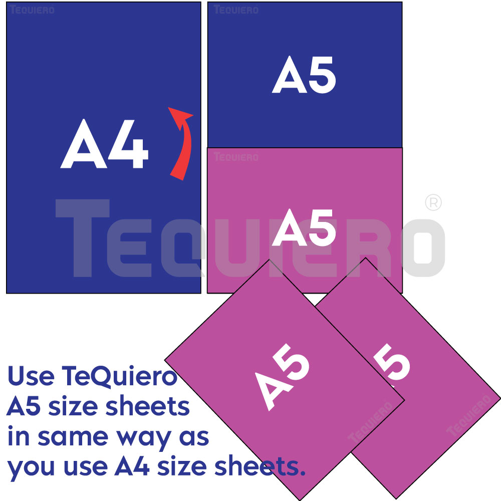 TeQuiero Inkjet Sticker Paper (Glossy) A5 Size Self-Adhesive Sheets for ...