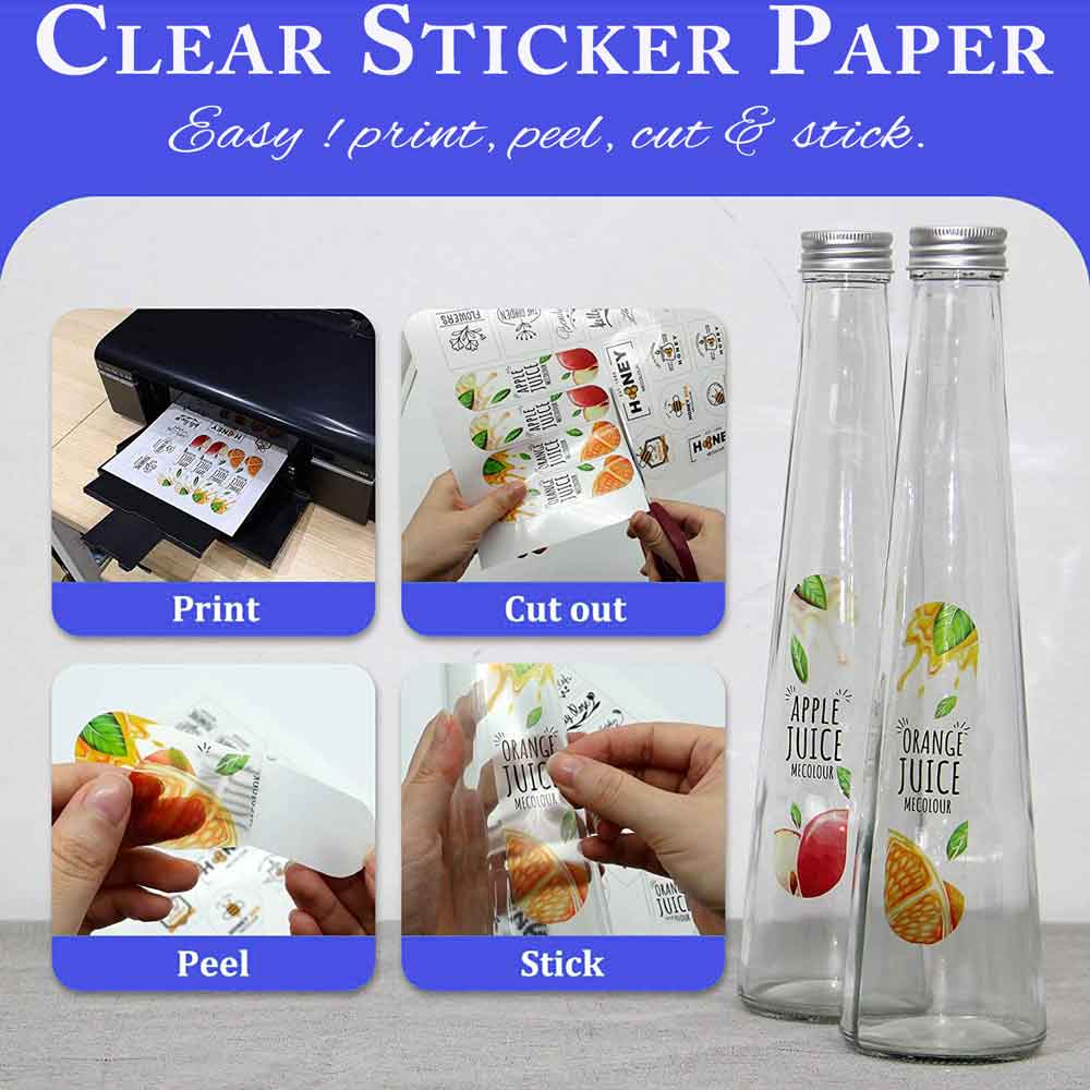 thumbnail image 2 of Clear Sticker Paper For Inkjet Printer 30 Pk Waterproof Printable Vinyl A4 2 of 9