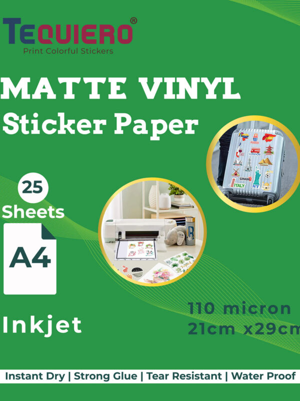Matt Vinyl Sticker Paper 25 Sheets Pack