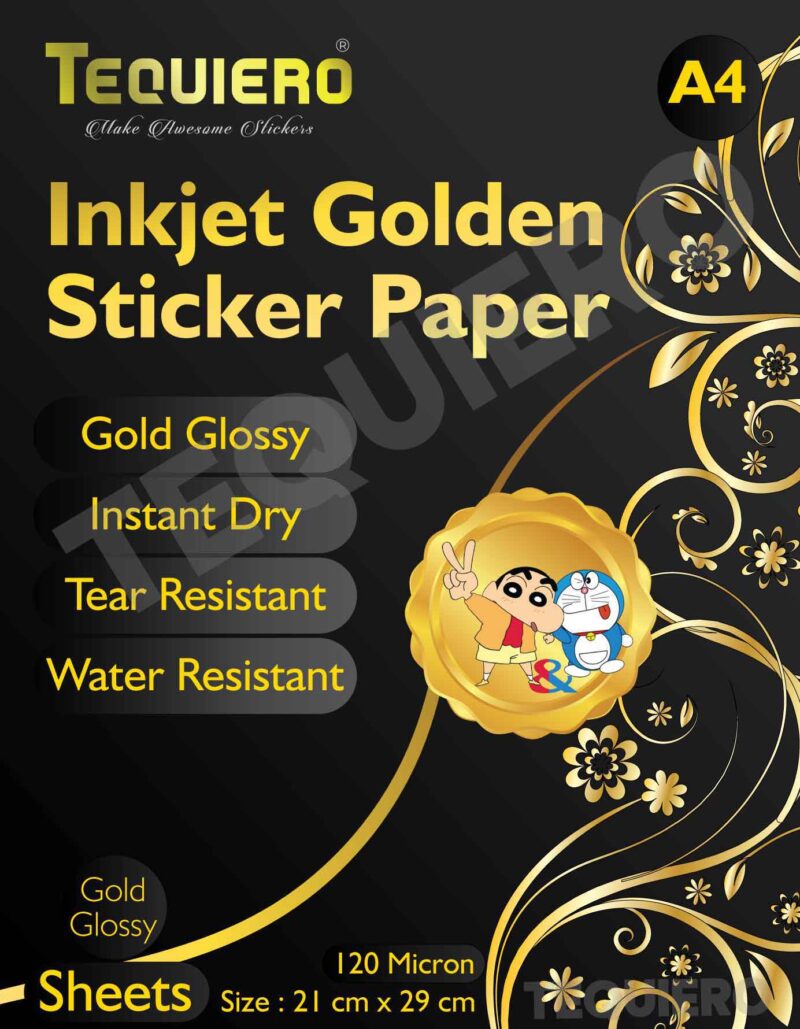 Golden Sticker Paper Printable A4 size for Inkjet and Laser Printers