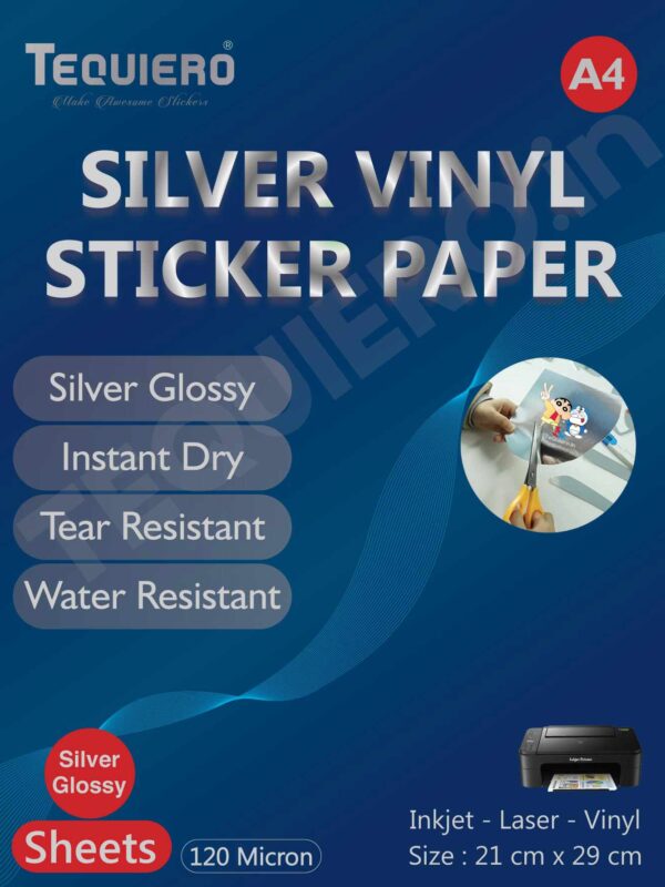 rintable Silver Vinyl Sticker Papers for inkjet and laser printers